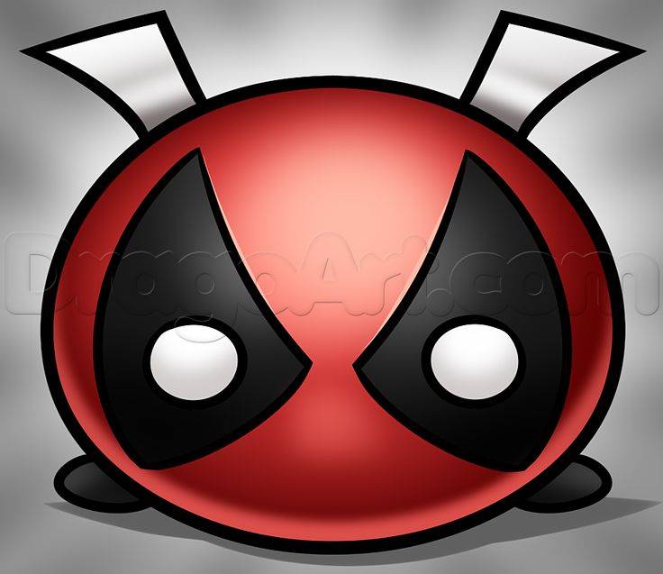 How to Draw Tsum Tsum Deadpool, Step by Step, Marvel Characters, Draw Marvel Comics, Comics, FREE Online Drawin…