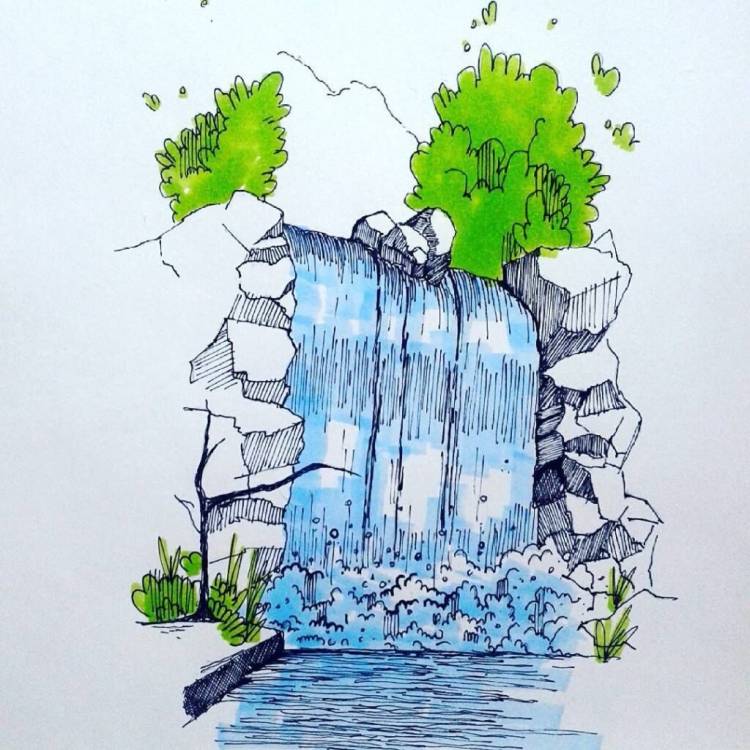 Водопад рисунок