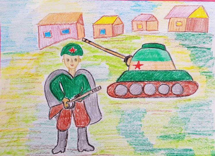 Солдат с ребенком рисунок