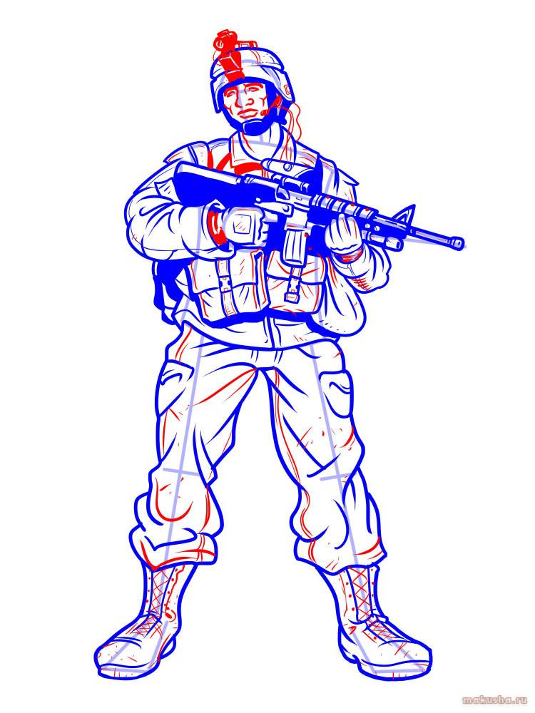 Солдат рисунок цветной