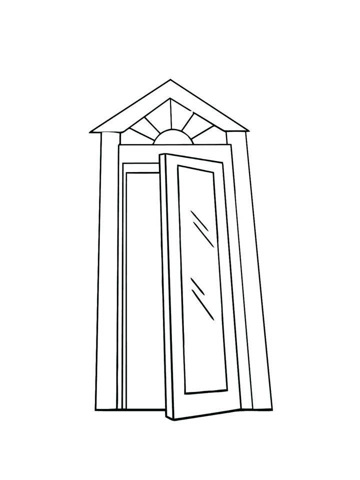 Раскраска Дверь картинка на листе А