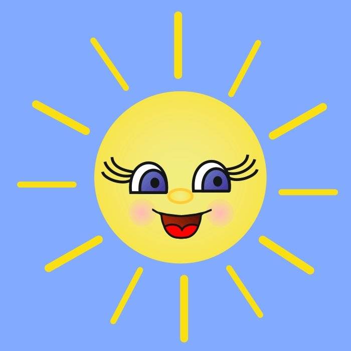Детский рисунок солнца с лучами 