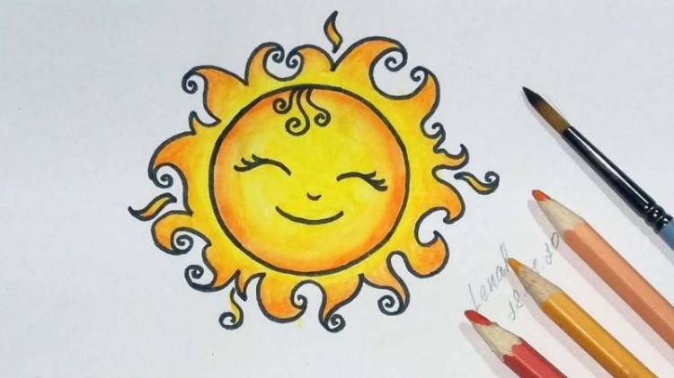 Как нарисовать солнце с лучами поэтапно