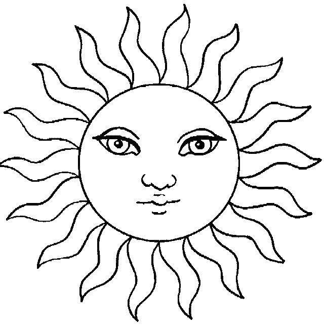 Раскраски Раскраска Солнце и волнистые лучи Солнце, скачать распечатать раскраски