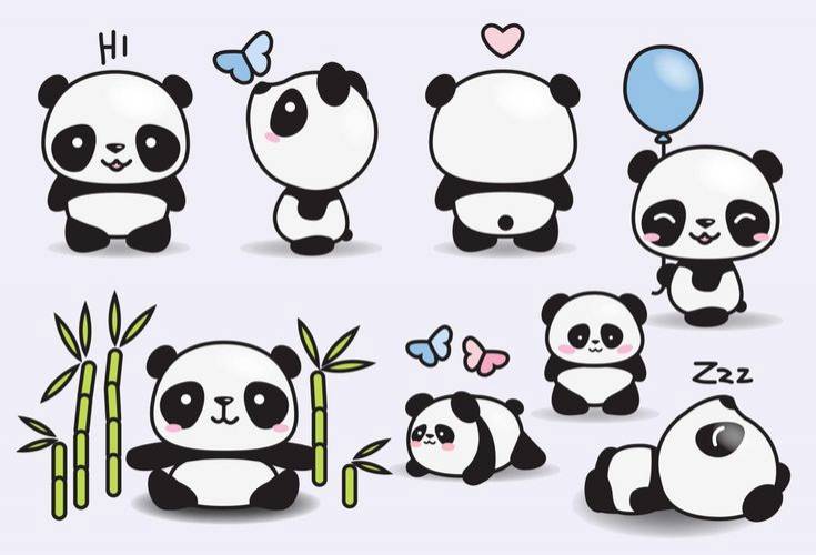 Premium Vector Clipart Kawaii Pandas Cute Pandas Clipart