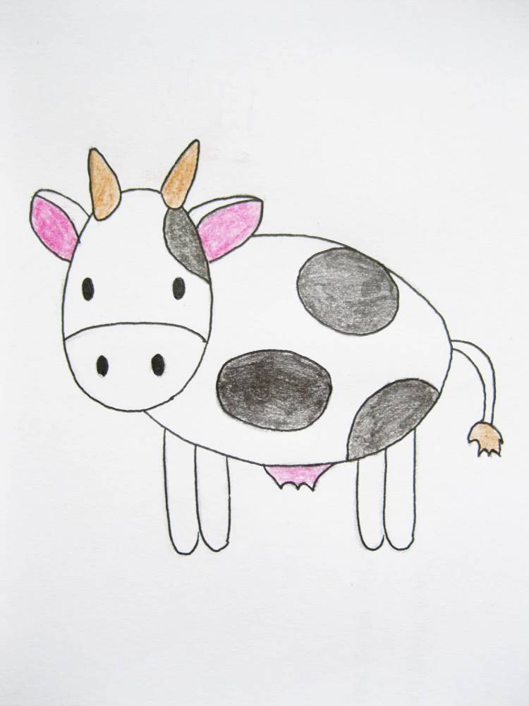 Рисунок корова карандашом детский