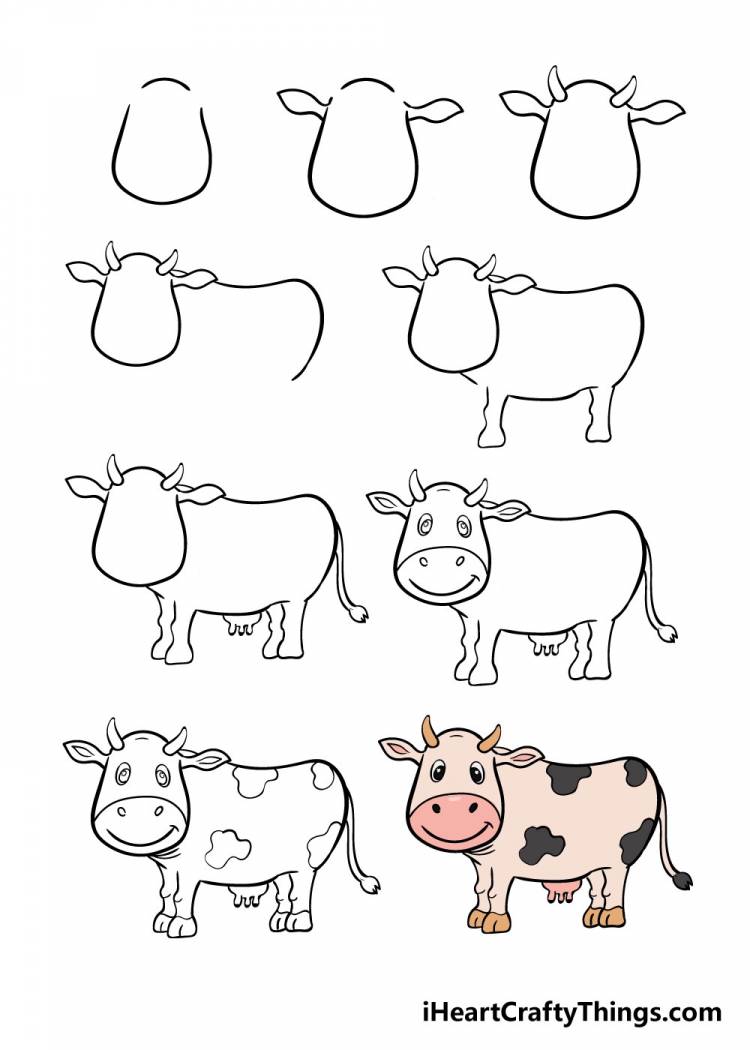 Рисунок корова карандашом детский