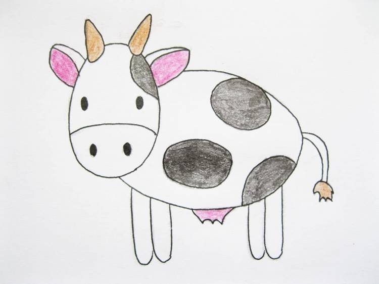 Рисунки корова для срисовки легкие
