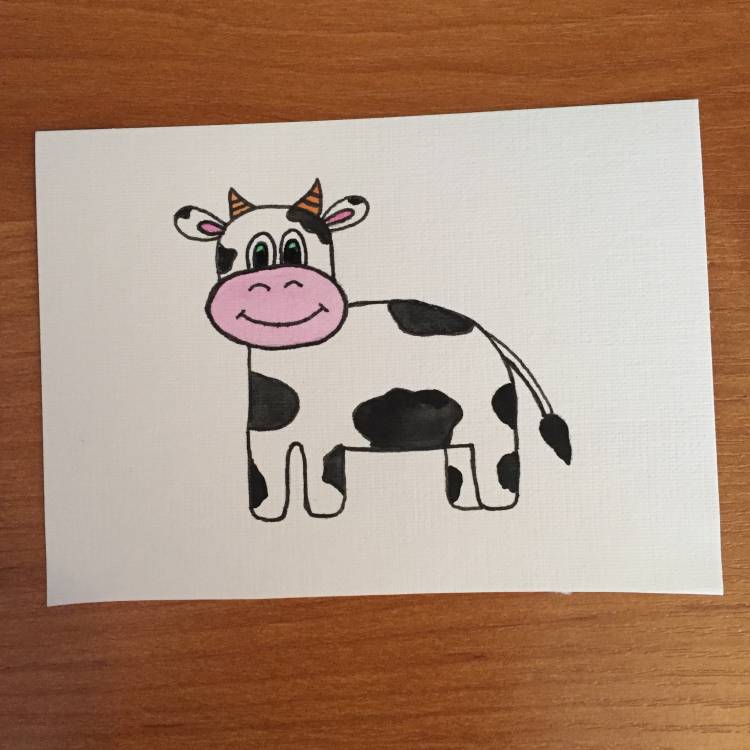 Пошаговый рисунок мультяшной коровы
