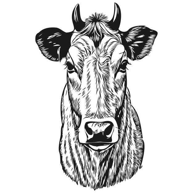 Реалистичная корова вектор рисованной иллюстрации животных теленок