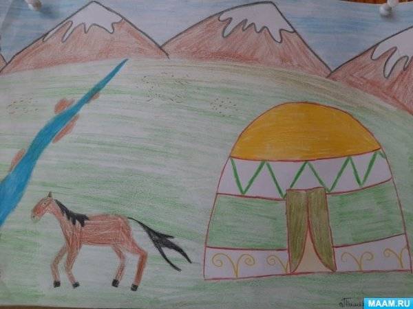 Картинки природа казахстана для детей нарисованные 