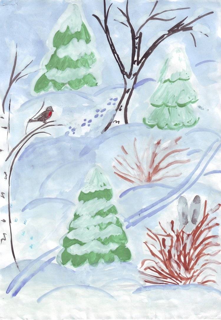 Легкие рисунки зимнего леса