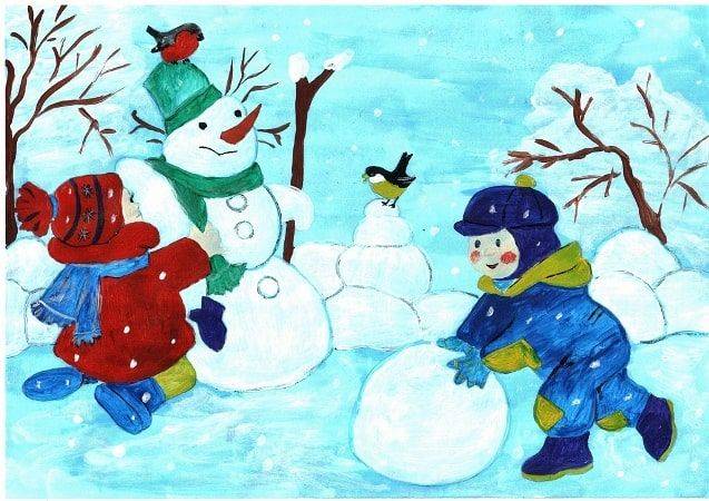 Рисунки по теме Зимние забавы (для ДОУ и школы)