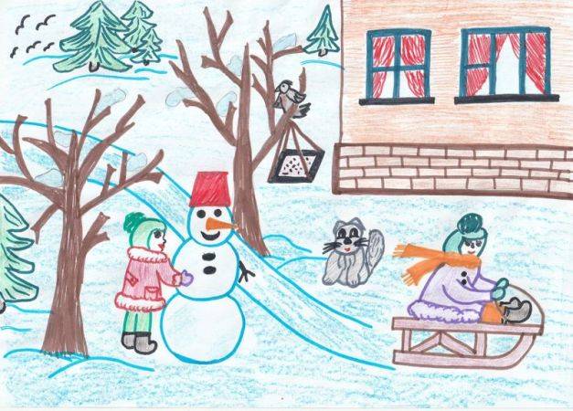 Рисунки по теме Зимние забавы (для ДОУ и школы)