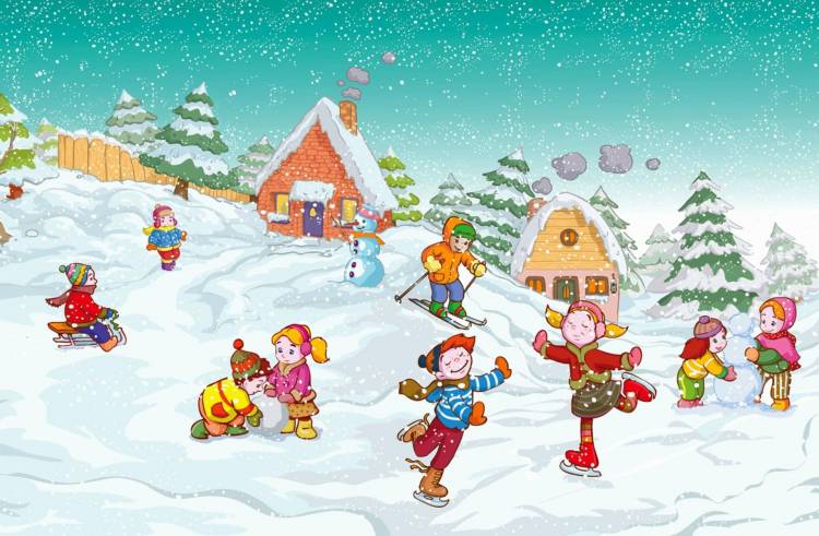 Картинки зимние забавы на снегу для детей 