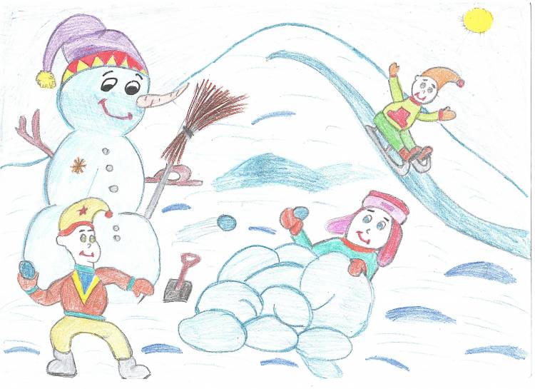 Легкие рисунки на тему зимние забавы