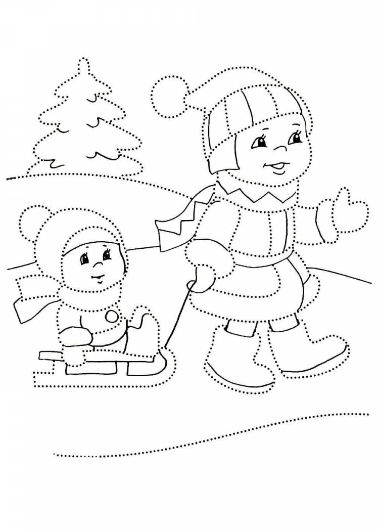 Раскраски Зимние забавы распечатать или скачать бесплатно в формате PDF
