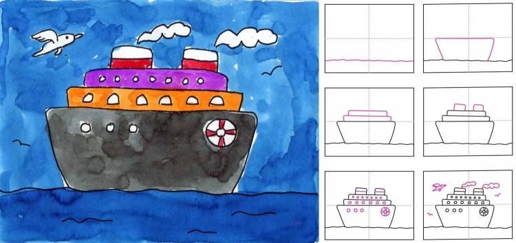 Рисунок корабль для детей