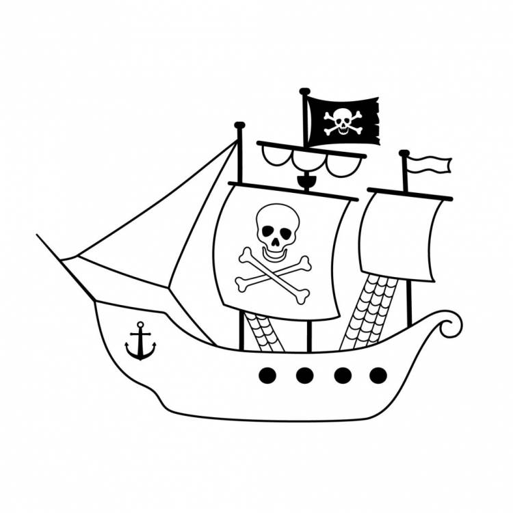 Раскраска Пиратский корабль распечатать