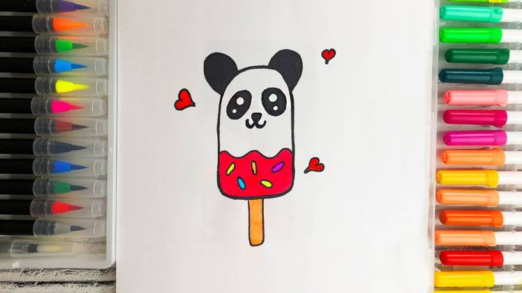 Как нарисовать Панду Мороженое Очень простой рисунок для детей Канал Мама Рисует