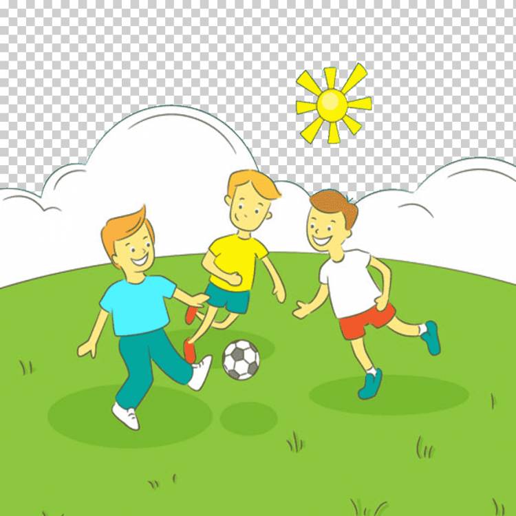 мальчики играют в футбол, иллюстрации детей, играть в футбол вместе, нарисованный, спорт, рука png