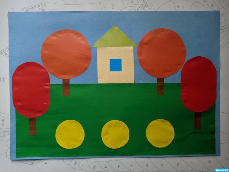 Мастер-класс по симметричной аппликации из геометрических фигур с элементами рисования «Осень» для детей
