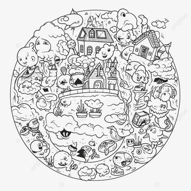 рисунок мультяшные персонажи в форме круга раскраски наброски эскиз вектор PNG , рисунок автомобиля, мультфильм рисунок, рисунок крыла PNG картинки и пнг рисунок для бесплатной загрузки