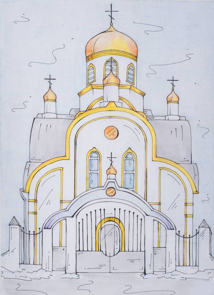 Церковь рисунок легкий