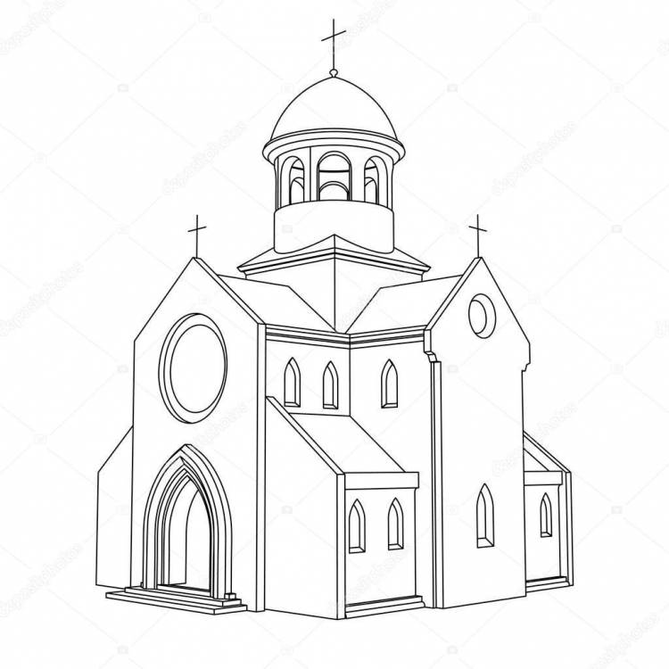 Рисунок церкви карандашом на альбомном листе