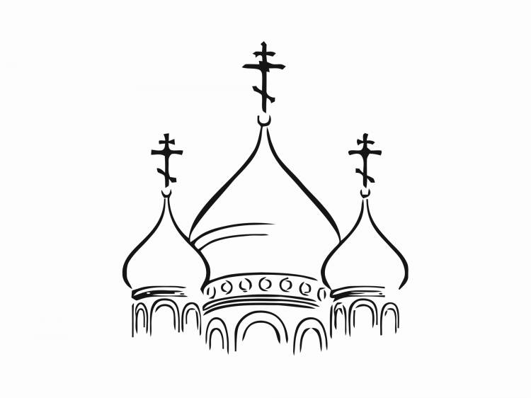 Контурный рисунок церкви 