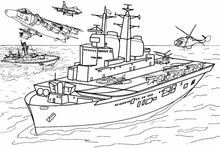 Раскраска Военный Корабль