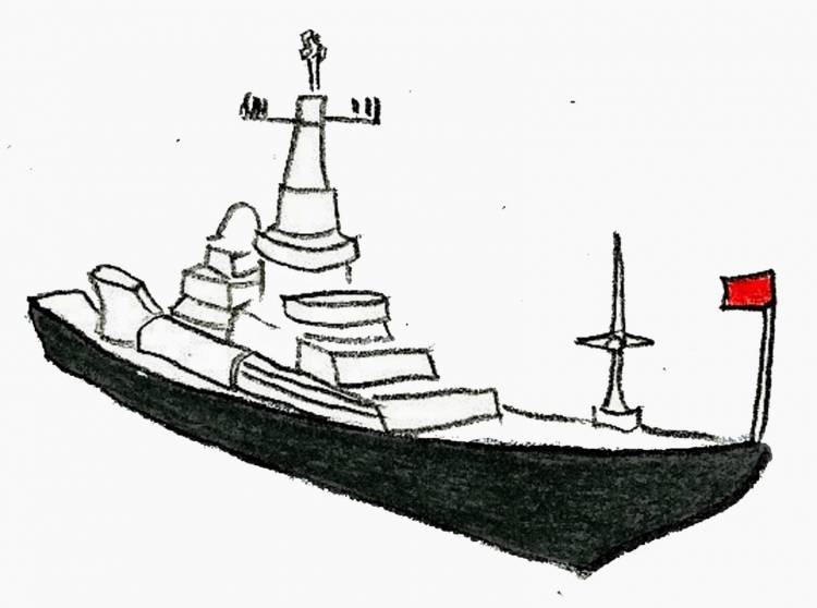 Военный корабль рисунок поэтапно