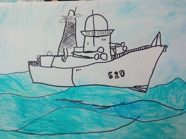 Военный корабль детский рисунок