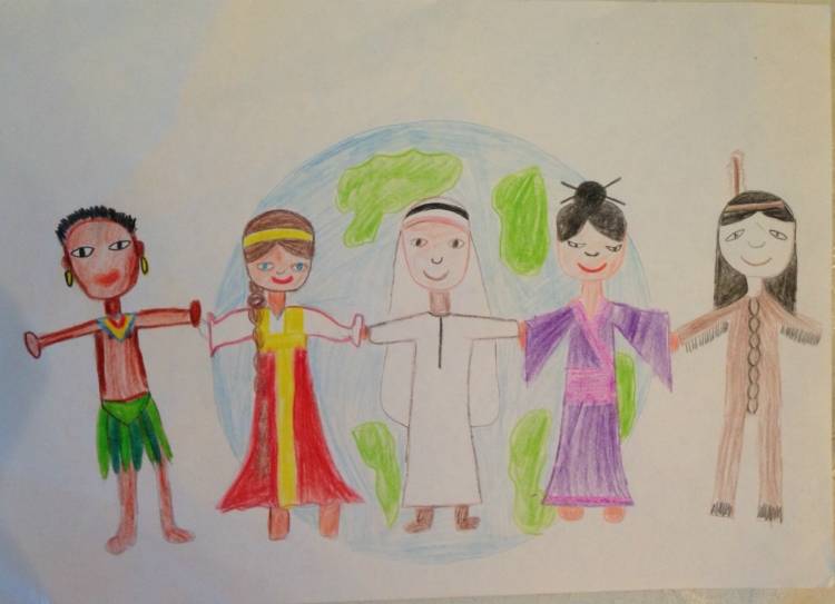 Детские рисунки на тему Дружба народов