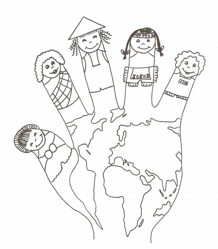 Раскраска Дружба народов для детей