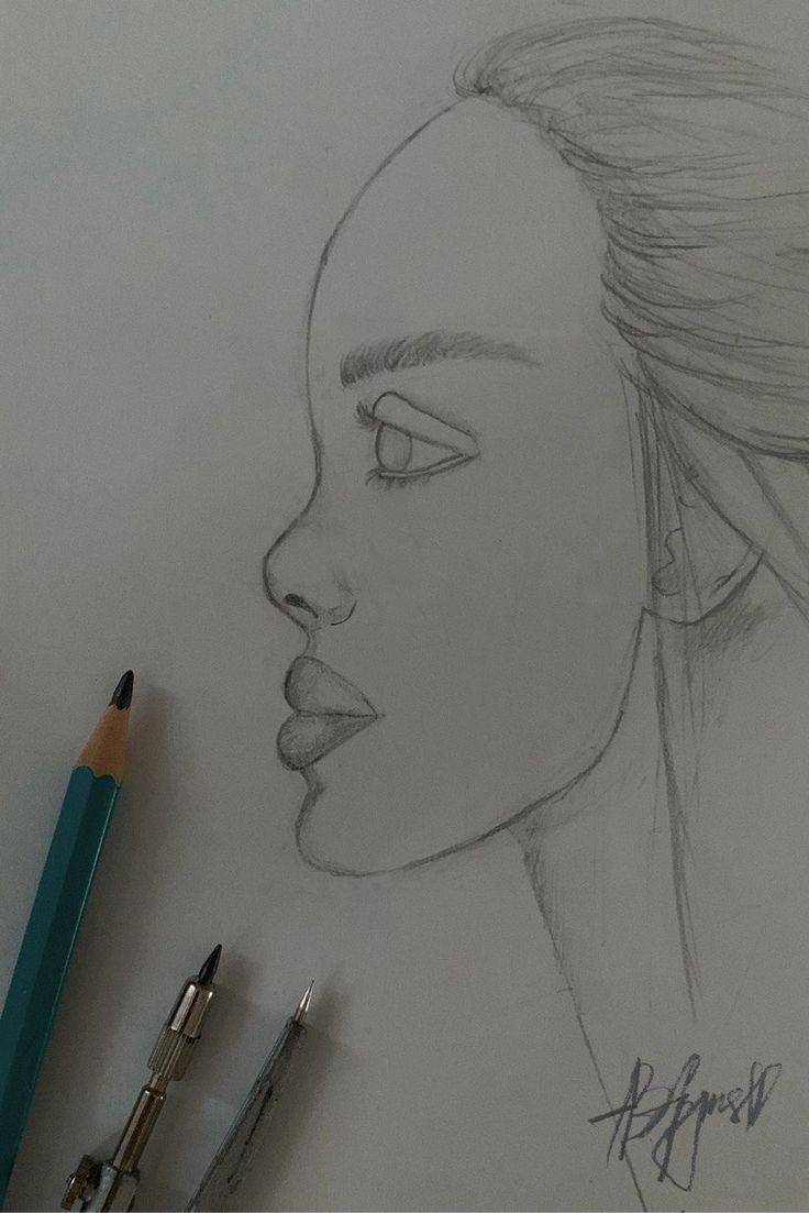 скетчинг карандашом простой рисунок портрет девушки творчество эстетика научиться рисовать художник