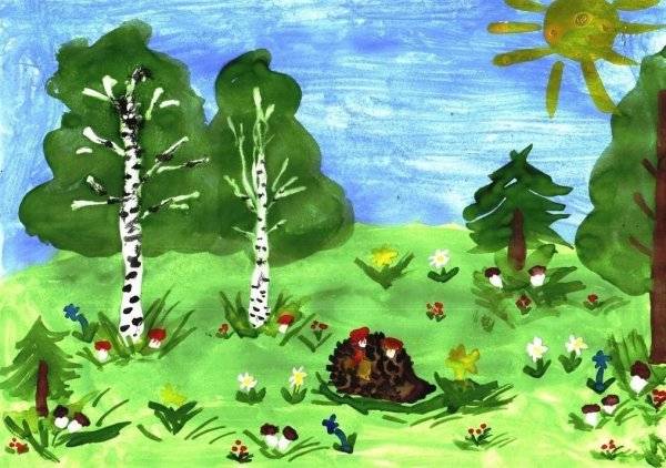 Картинки лес летом рисунки 