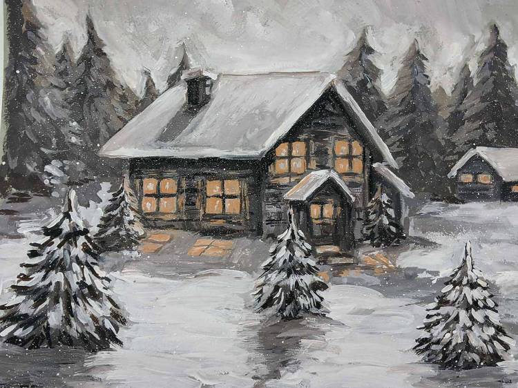 Дети рисуют зимний пейзаж русскую зиму