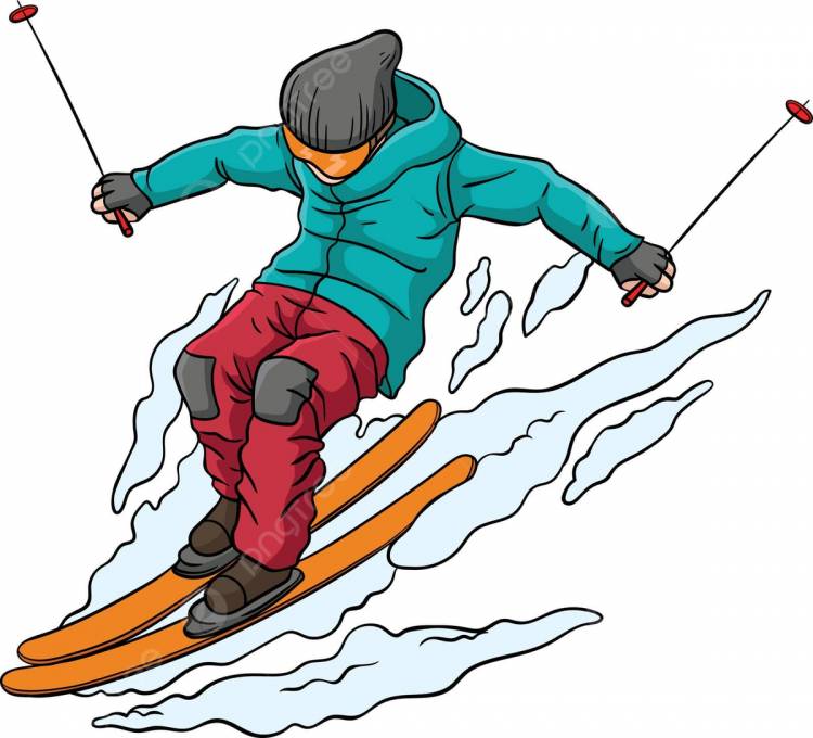 горные лыжи мультфильм цветной клипарт иллюстрация спортсмен спортивное времяпрепровождение вектор PNG , спортсмен, спортивный, времяпрепровождение PNG картинки и пнг рисунок для бесплатной загрузки