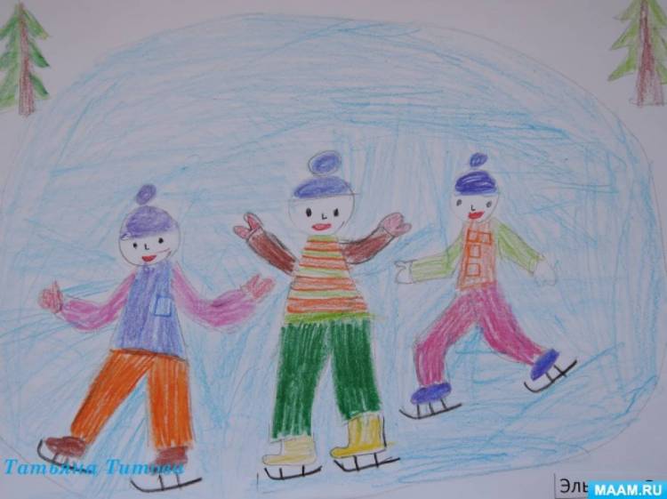 Рисунки детей на тему «Зимние забавы»