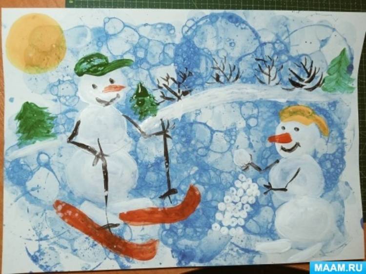 Мастер-класс по рисованию с элементами нетрадиционного рисования мыльной пеной для детей старшей группы «Зимние забавы» 