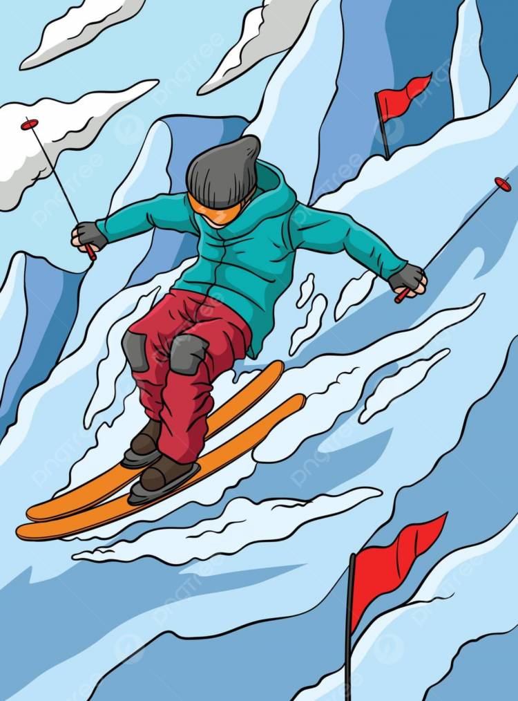 горные лыжи цветной мультфильм иллюстрации лыжник активность зимой вектор PNG , лыжник, Мероприятия, зима PNG картинки и пнг рисунок для бесплатной загрузки