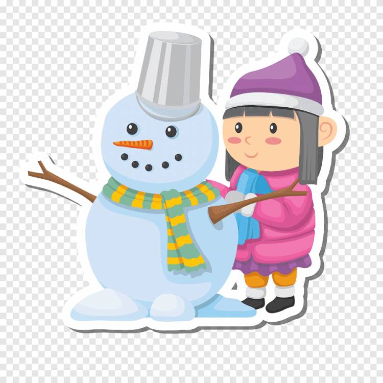 Снеговик, катание на лыжах, зимняя наклейка, ребенок, зима png