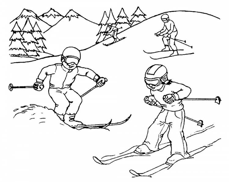 Раскраска Лыжник