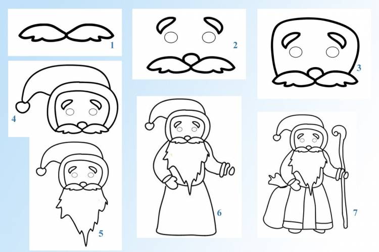 Как нарисовать Деда Мороза » ПОЭТАПНО и ПРОСТО рисуем Деда Мороза