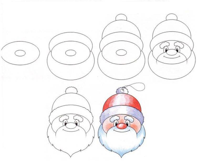 Рисунки новогоднего Деда Мороза для срисовки