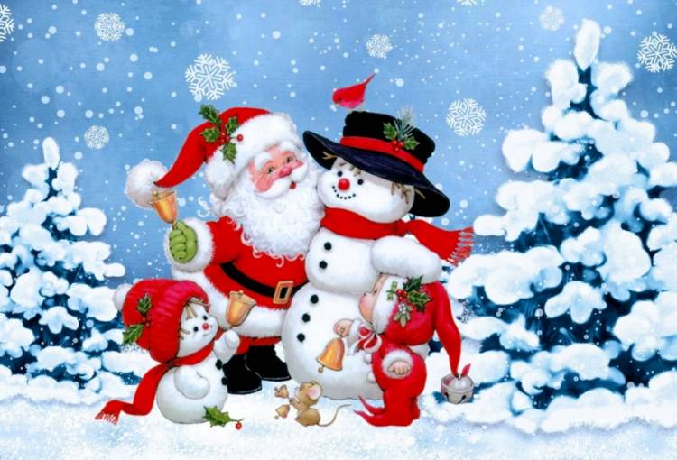 Онлайн пазл «Дед Мороз и снеговик»