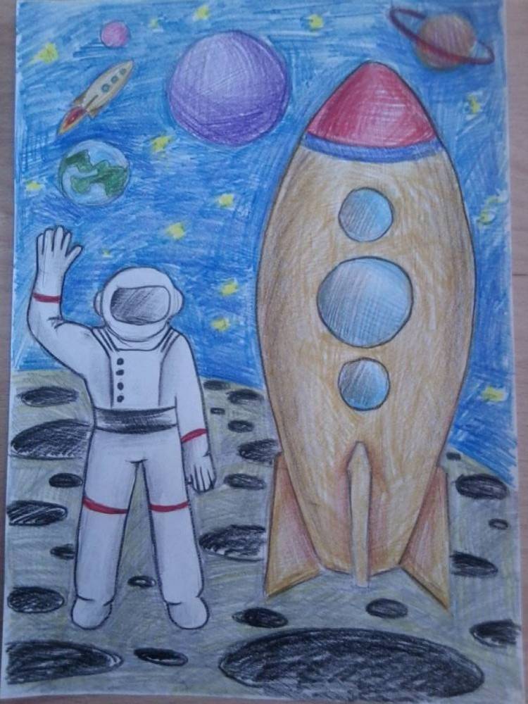 Рисунки на день космонавтики легкие