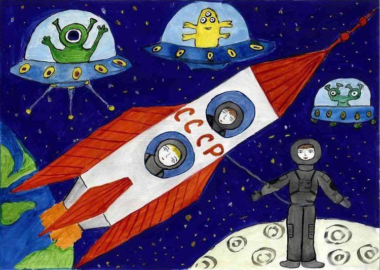 Детские рисунки на тему космос в детский сад