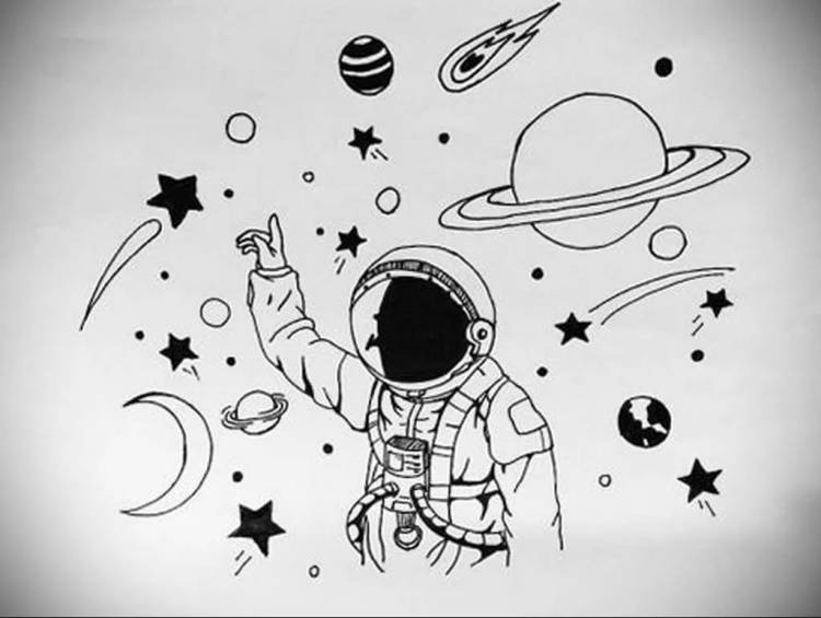 Космос рисунок легкий для срисовки